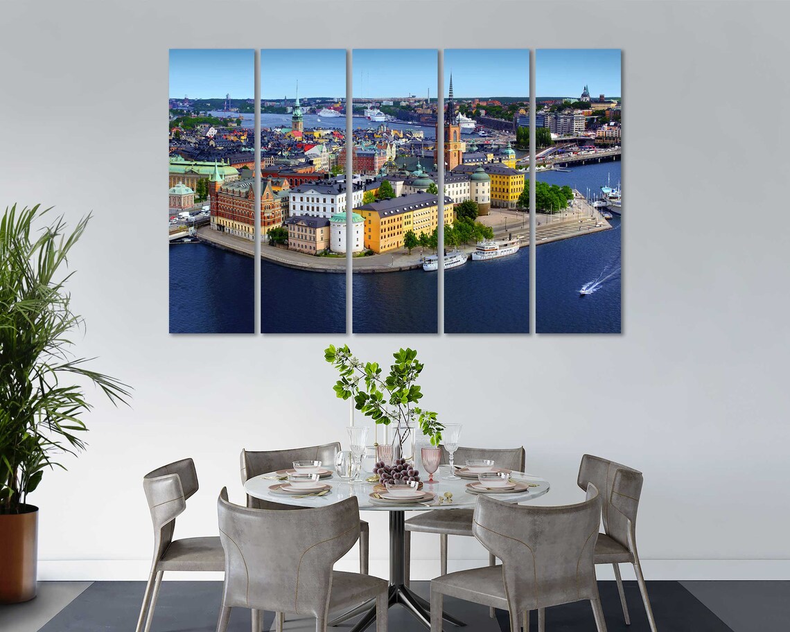 Stockholm Skyline City Modern Wall Decor Stockholm Arts Print On Stockholm Home Interior Wall Art Sweden Big Art Print Sweden Design - Image 2