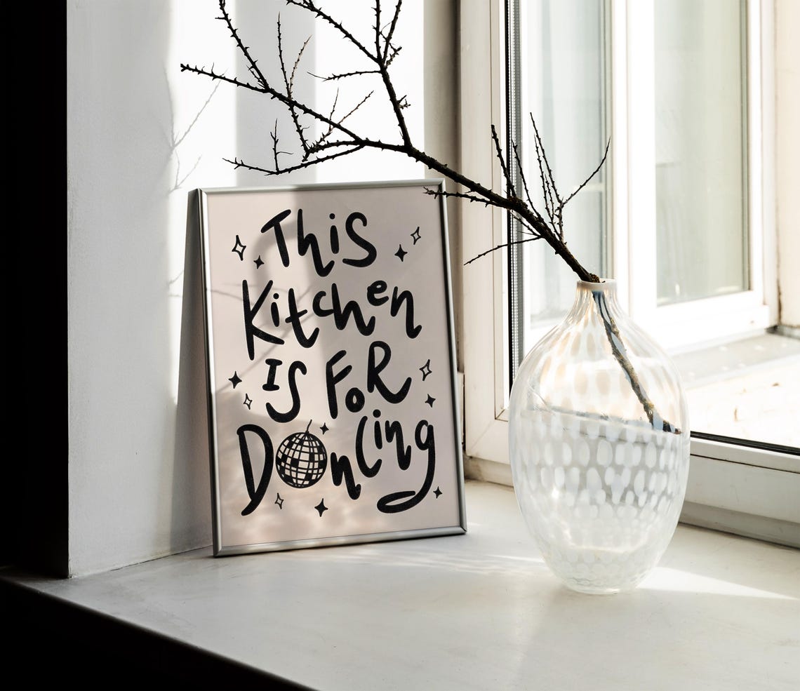 This Kitchen Is For Dancing Disco Ball Funny Quote Kitchen Poster - Image 2
