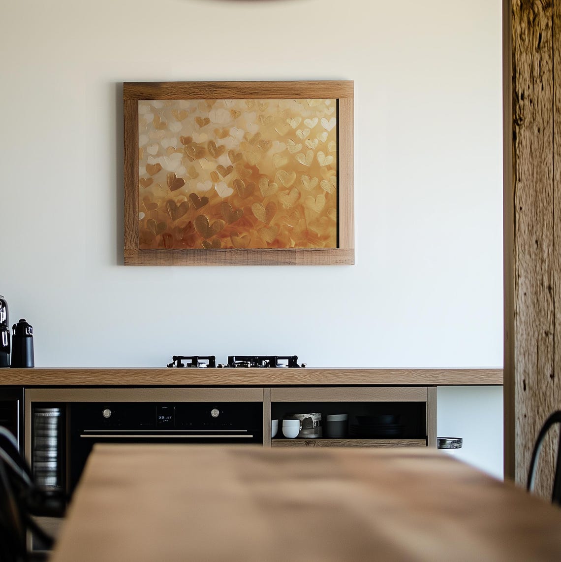 Golden Bronze Hearts Champagne Background Moody Romantic Wall Art - Image 2
