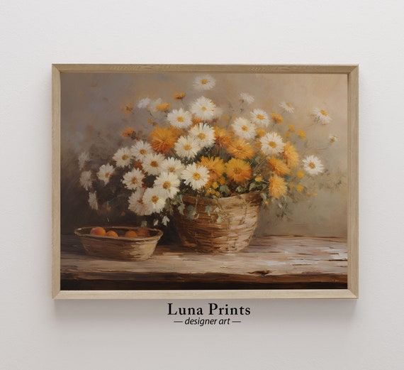 Fall Floral Still Life, Warm Toned Vintage Art Print