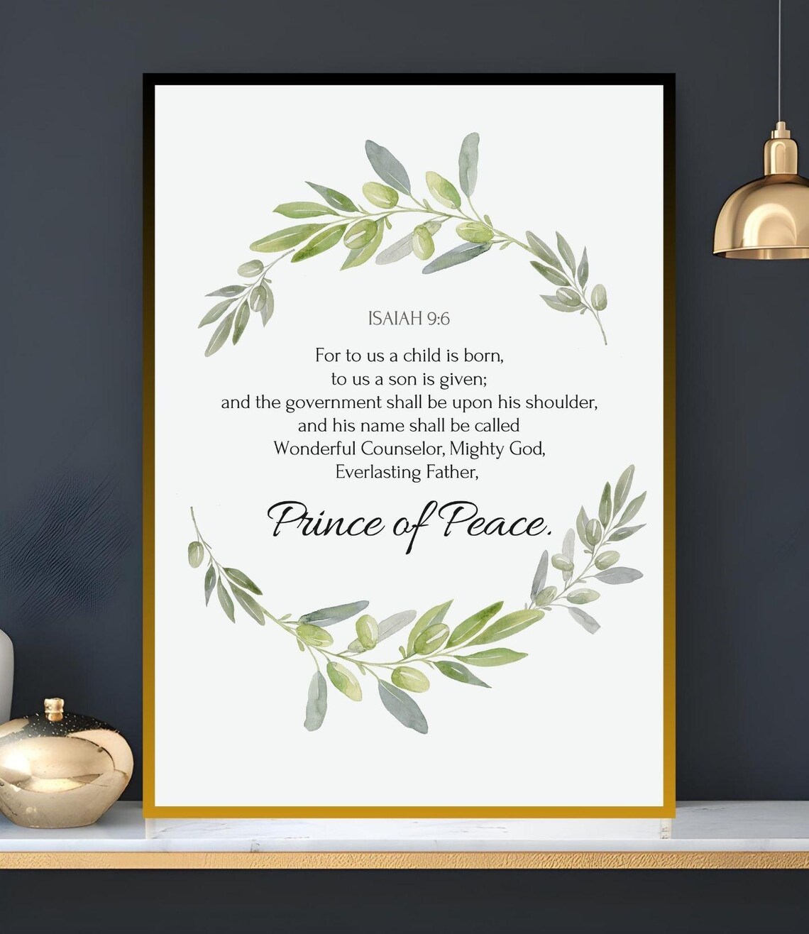 Isaiah 9 6 Prince Of Peace Scripture Poster Christmas Bible Wall Art Print