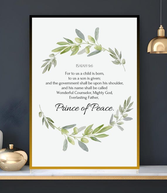 Isaiah 9 6 Bible Verse Wall Art Modern Christian Art Holiday Home Decor Christian Gifts Isaiah Wall Art Pastor Gift Vintage Verse