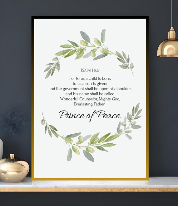 Isaiah 9 6 Prince Of Peace Scripture Poster Christmas Bible Wall Art Print