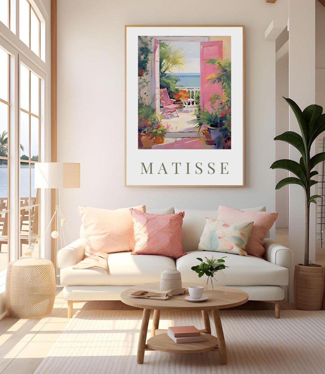 Matisse Terrace Sea View Painting Pink Shutters Coastal Wall Art Poster - Image 4