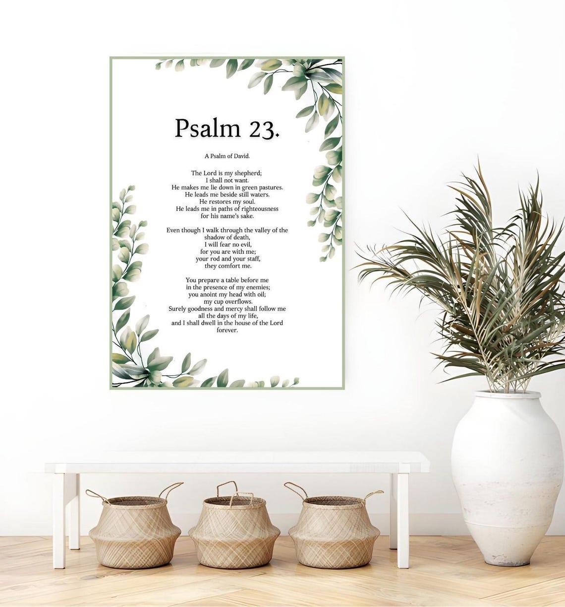 Psalm 23 Scripture Wall Art The Lord Is My Shepherd Christian Wall Art Vintage Bible Verse Print Christian Home Decor - Image 2