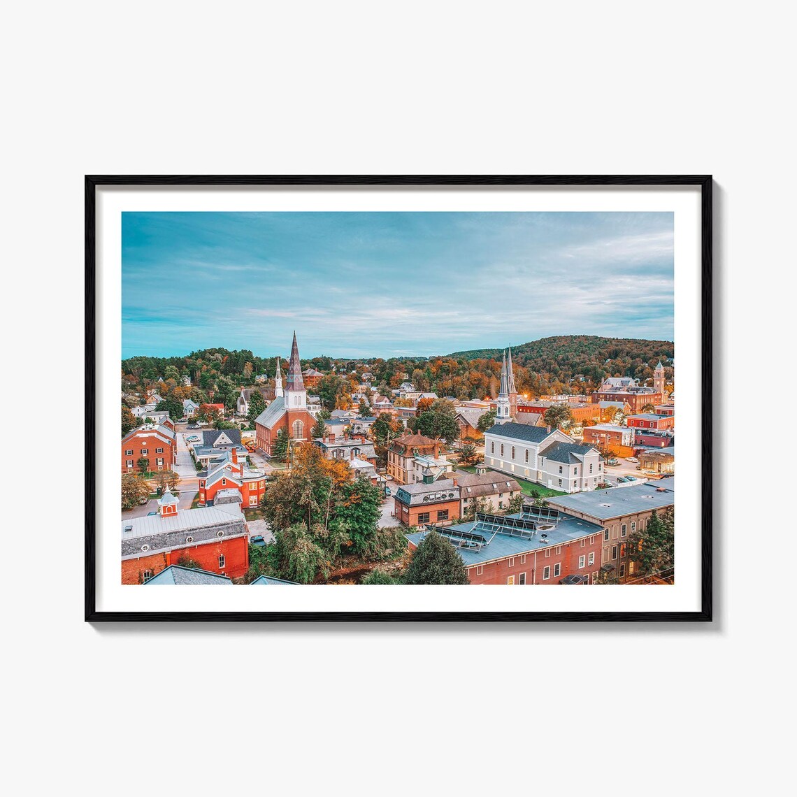 Burlington Vermont Autumn College Town Aerial Scenic Photo Poster