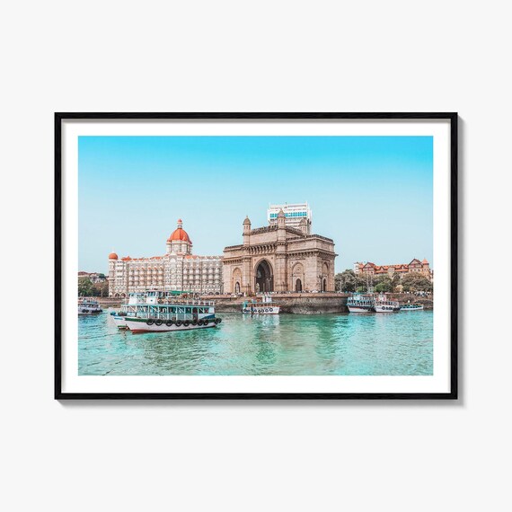 Mumbai India Gateway of India Taj Hotel Boats Harbor Photo Poster