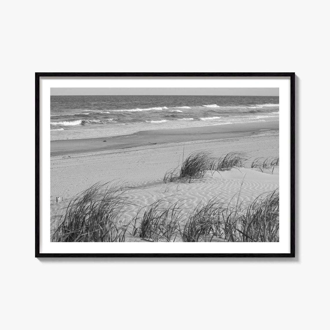 Stone Harbor New Jersey Beach Dunes Sea Grass Black White Poster