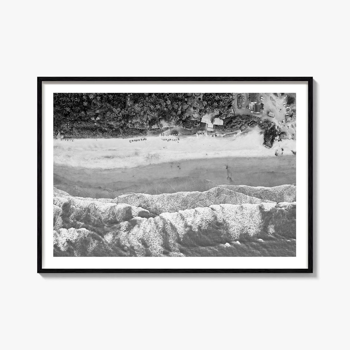 Goa Beach Aerial Waves Black White Coastline Travel Photo Poster