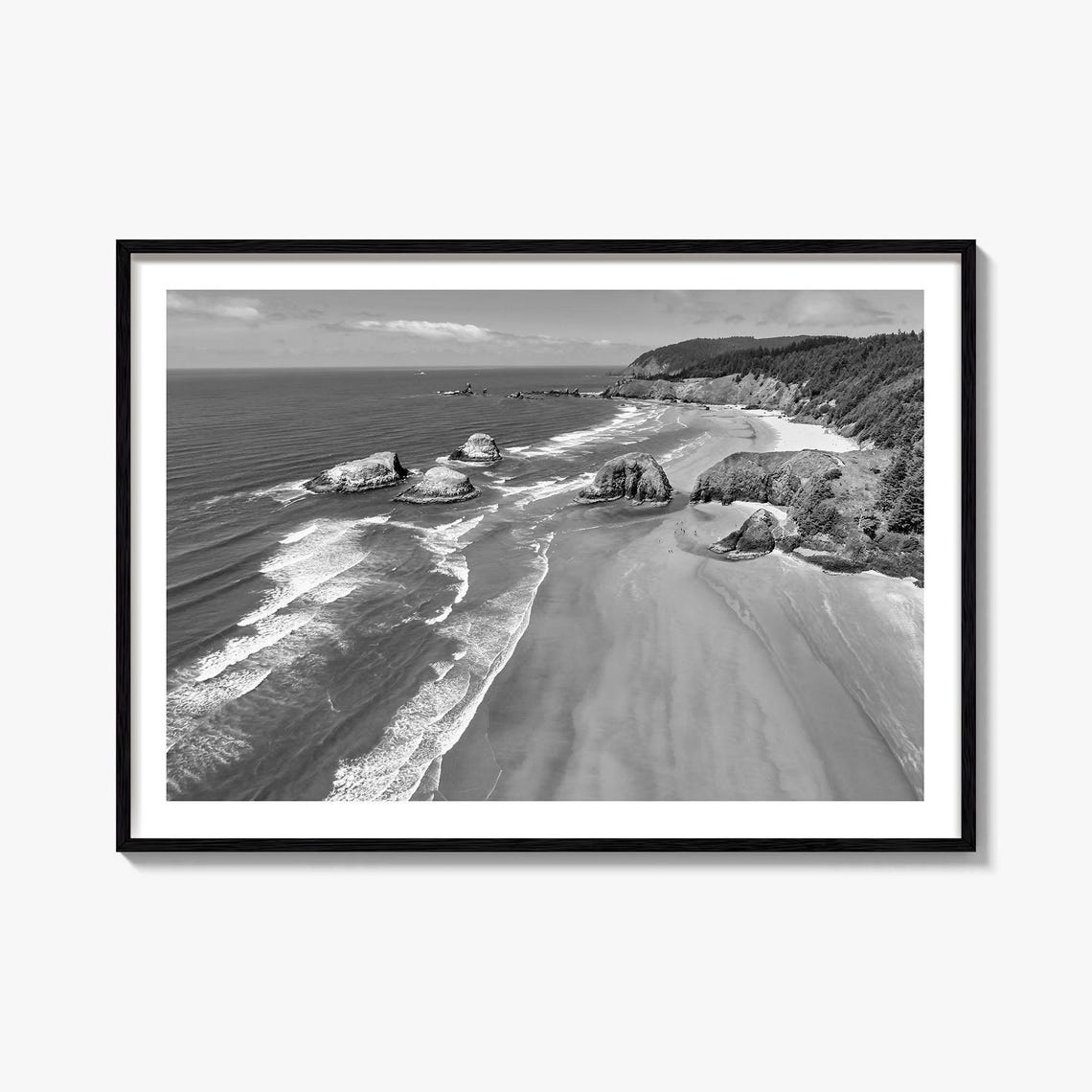 Cannon Beach Oregon Sea Stacks Aerial Coastline Photo Poster
