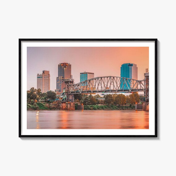Little Rock Arkansas Downtown Skyline Junction Bridge Sunset Poster