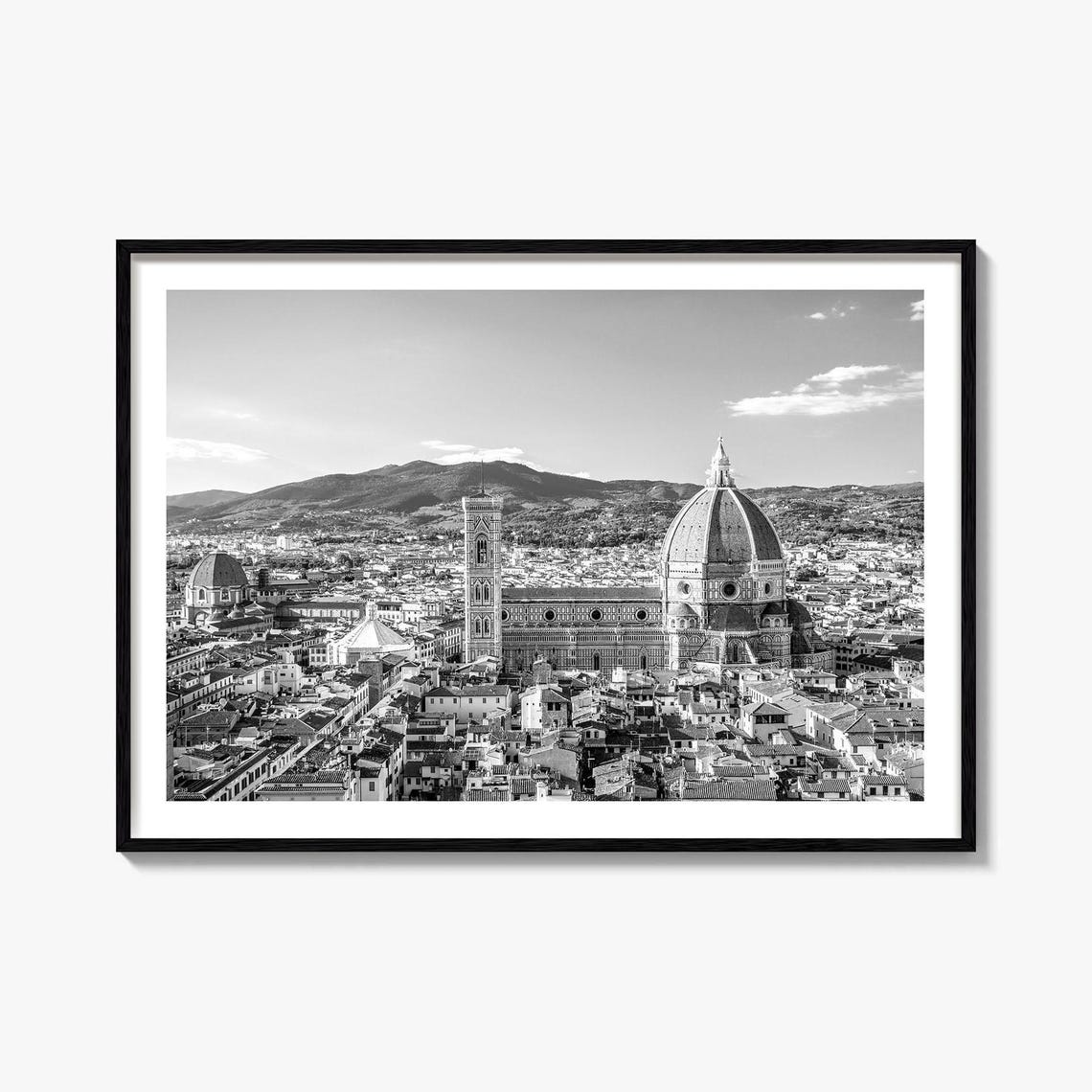 Florence Duomo Cathedral Skyline Black And White Photo Poster