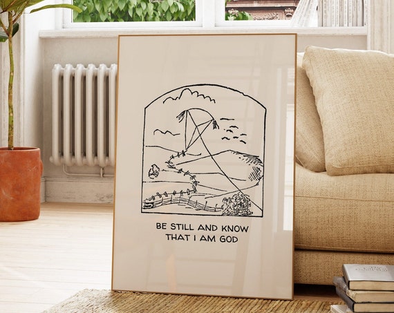 Be Still And Know Christian Wall Art Bible Verse Wall Decor Christian Home Decorations Apartment Housewarming Gift Sketch