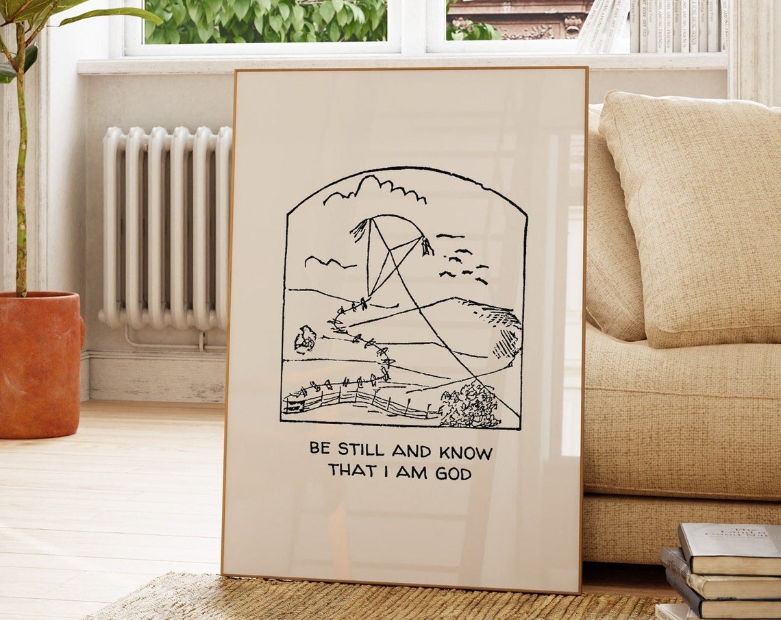 Be Still And Know Christian Wall Art Bible Verse Wall Decor Christian Home Decorations Apartment Housewarming Gift Sketch
