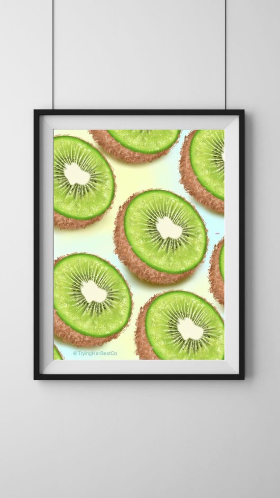 Kiwi Fruit Art Print, Tropical Kitchen Decor