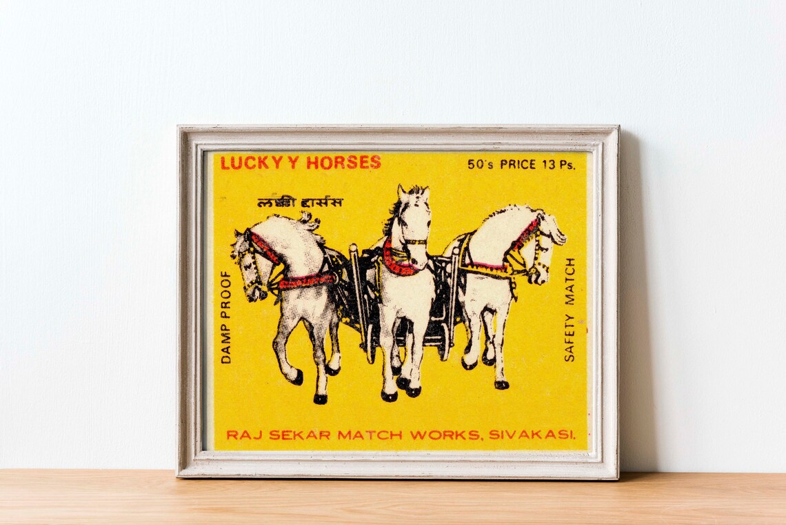 Vintage Lucky Y Horses Matchbox Label Art Print - Image 2