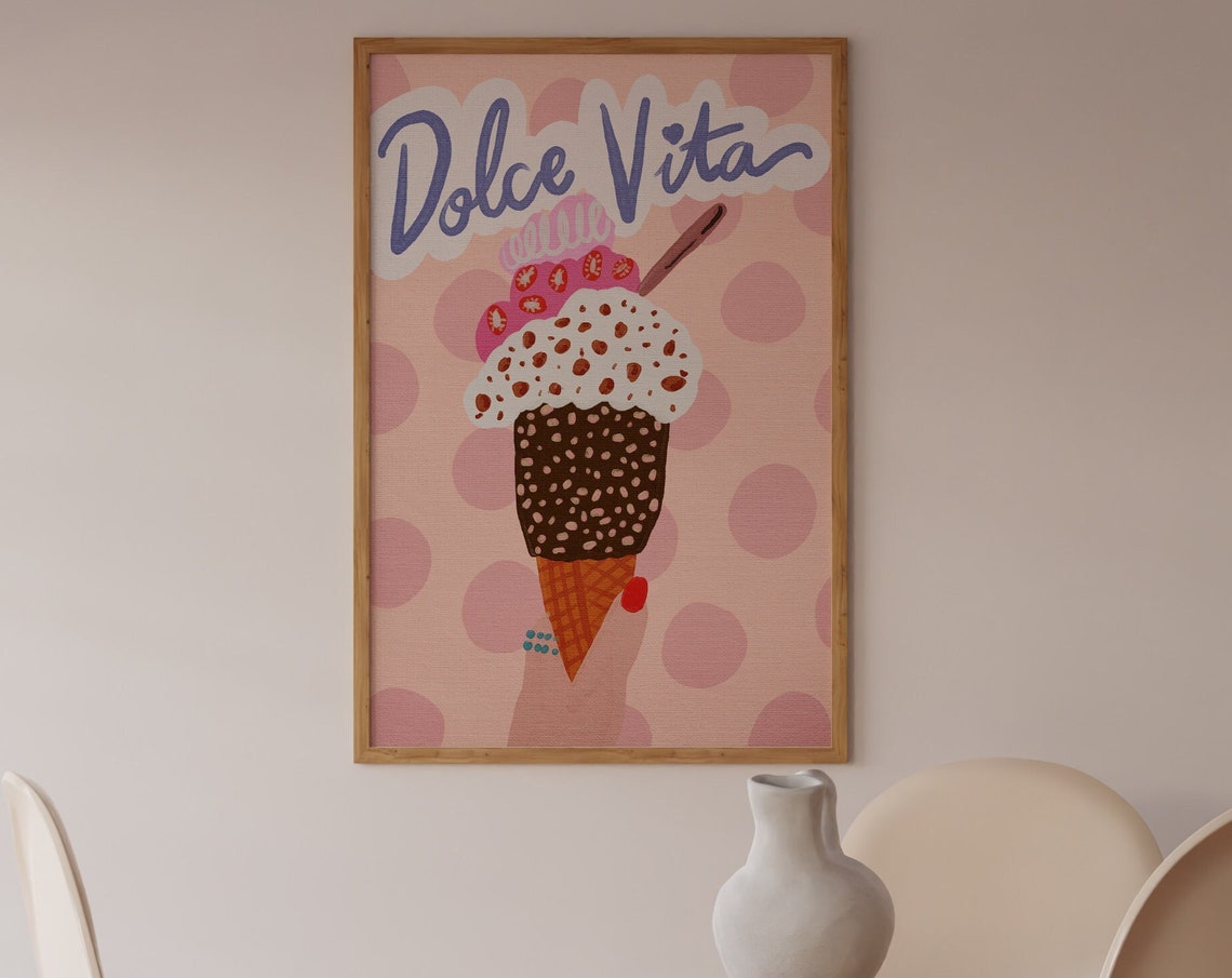 Gelato Illustration Print Dolce Vita Kitchen Wall Art