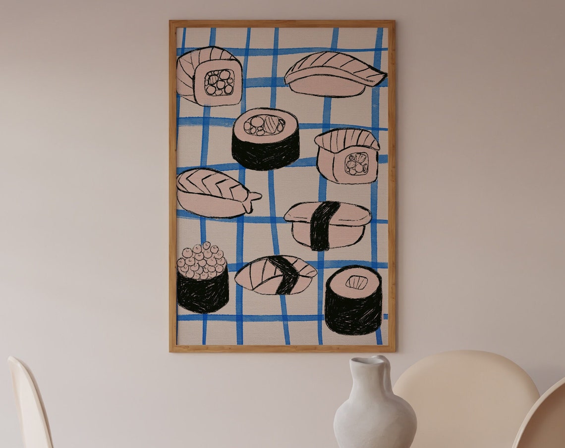 Sushi Art Print Colorful Japanese Food Illustration