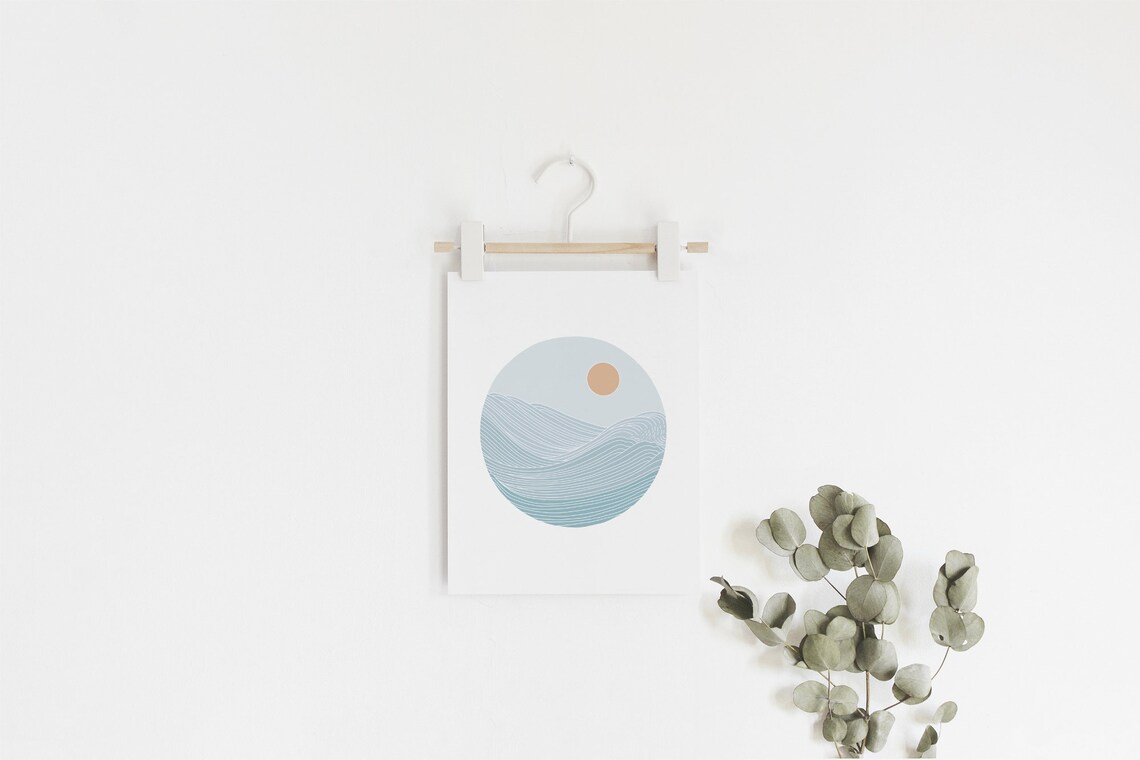 Ocean Sunset Japanese Wave Minimalist Art Print - Image 3