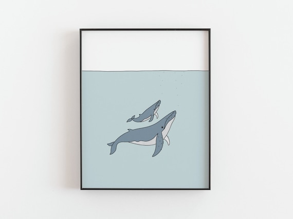 Humpback Whale Mother and Calf Nursery Art Print