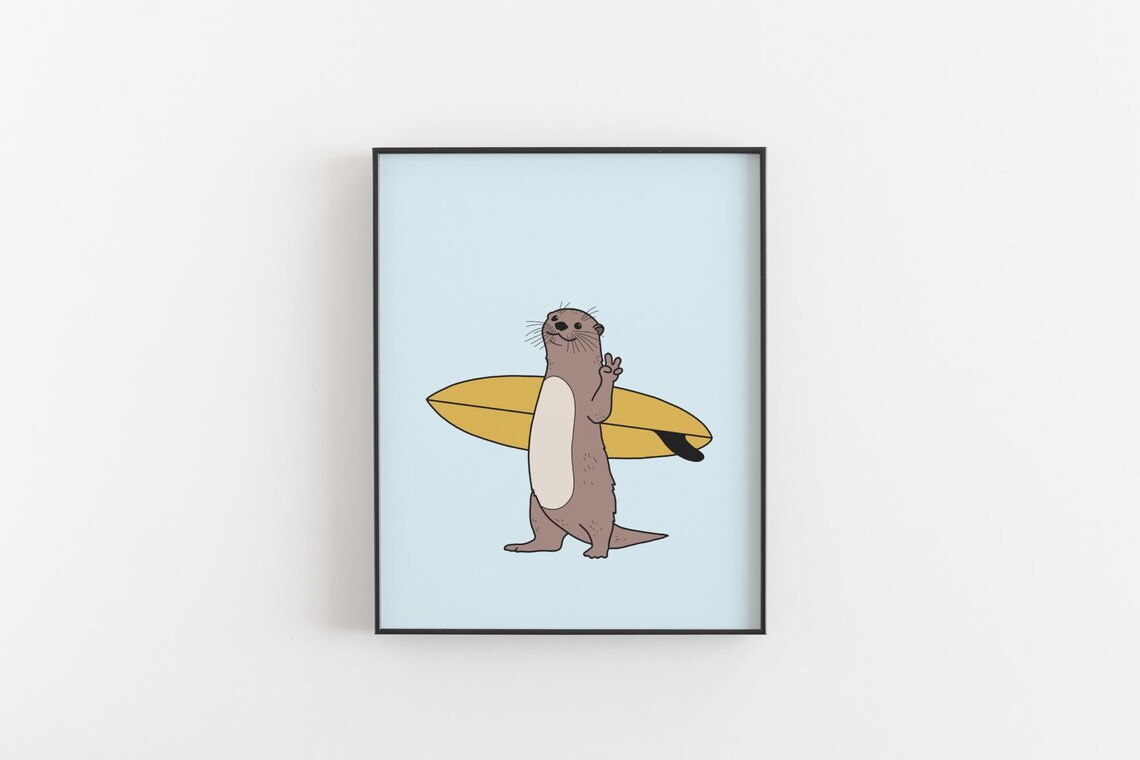 Beach House Surfing Animal Art Print Set - Image 2