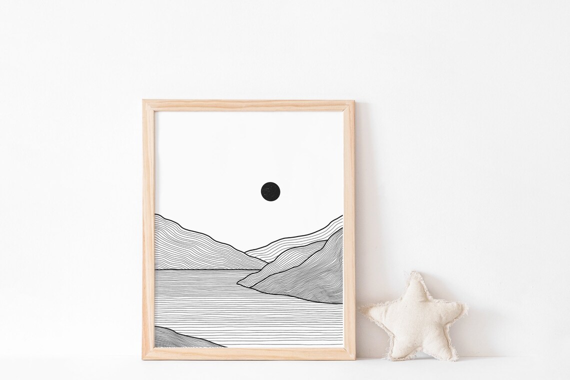 Sunset Over The Mountain Minimalist Boho Art Print - Image 2