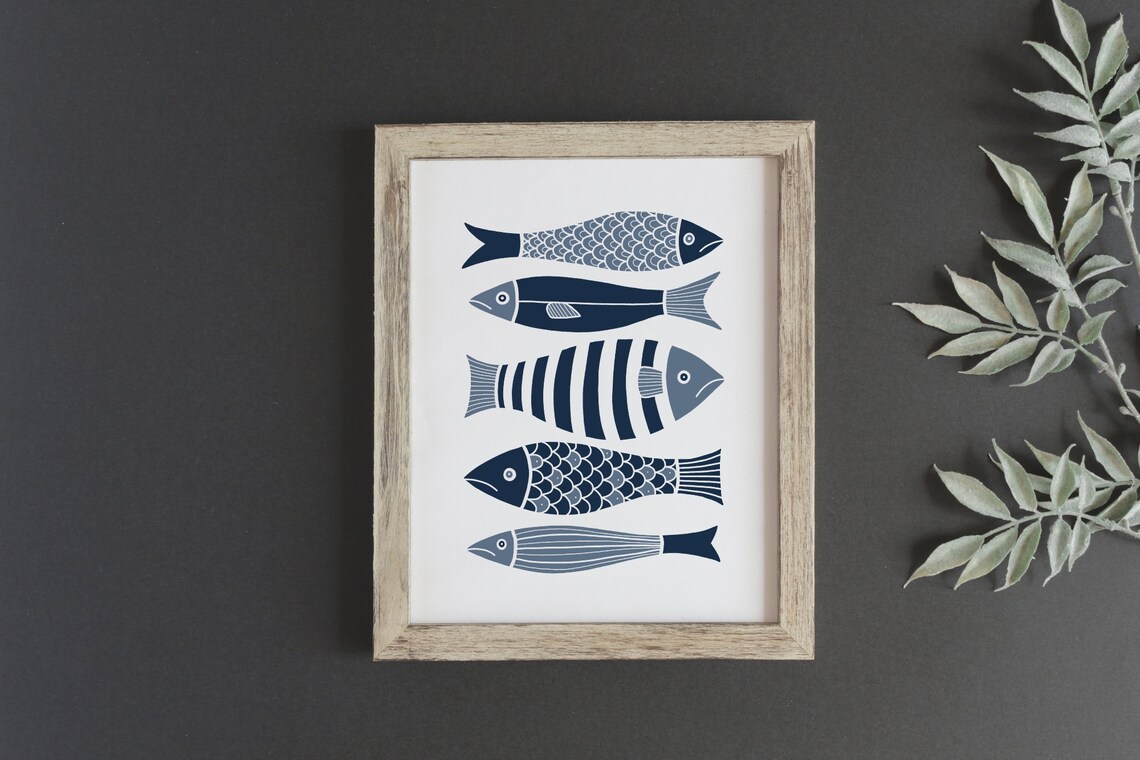 Fish Print, Japanese Minimalist Scandinavian Wall Art - Image 2