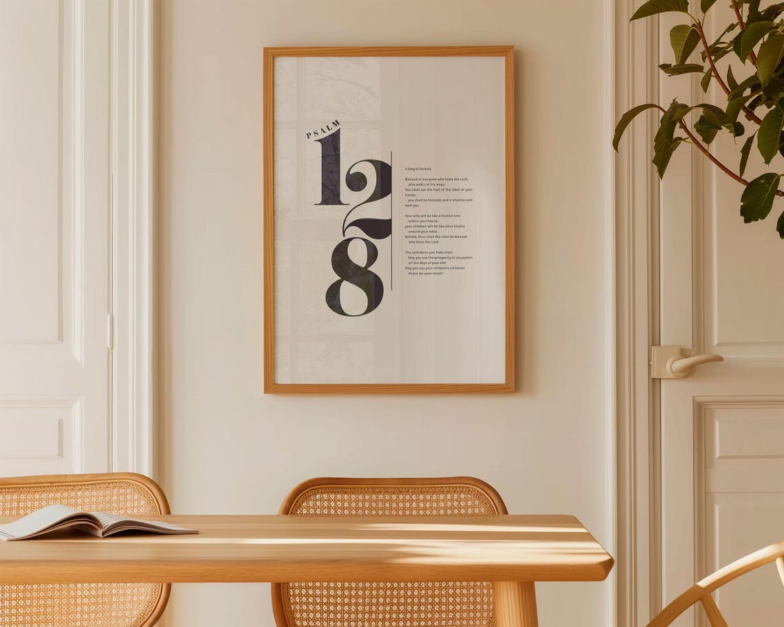 Psalm 128 Christian Wall Art Psalm Poster Christian Psalms Baptism Gift Sunday School Bold Minimalist Scripture Print - Image 2