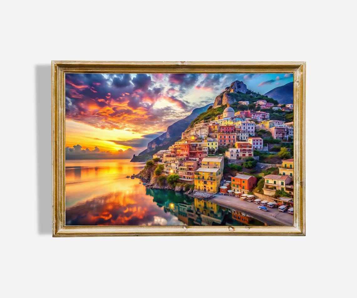Amalfi Coast Positano Sunset Art Print