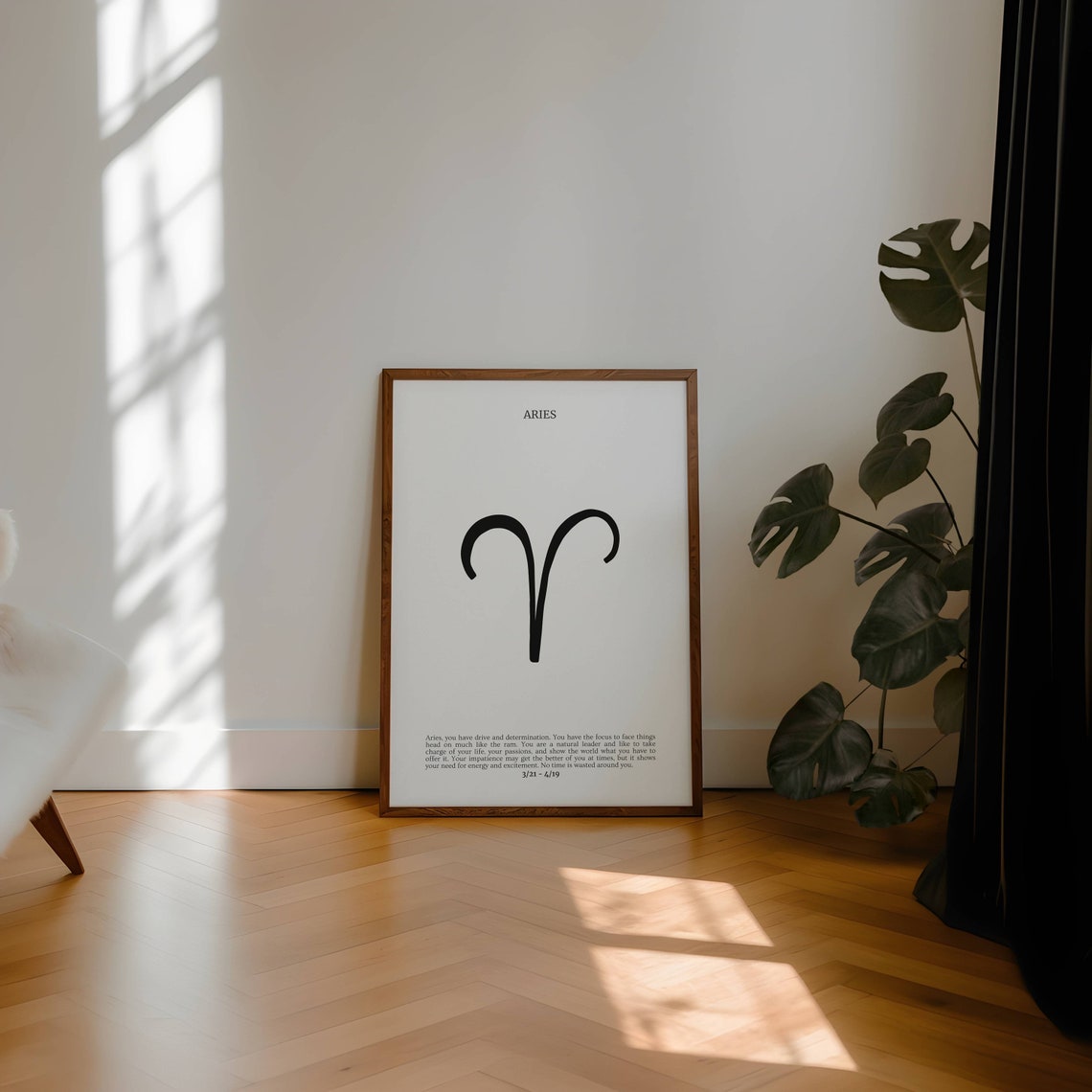 Aries Zodiac Sign Symbol Minimal Black And White Astrology Poster - Image 3
