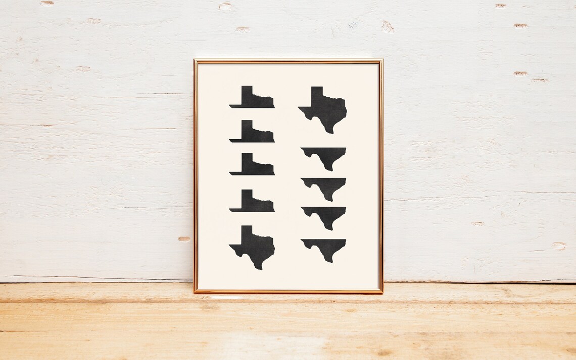 Texas Black And White Mid-Century Modern Art Print