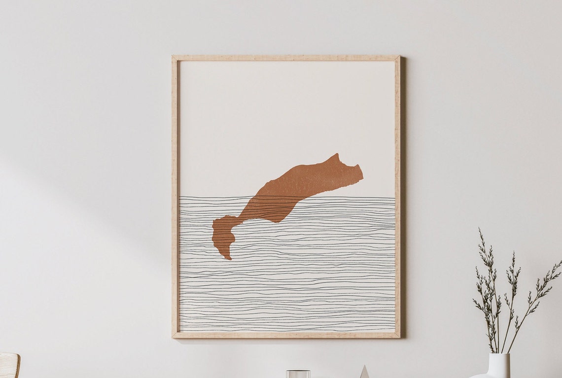 Kos Greece Island Map Silhouette Minimalist Boho Travel Poster