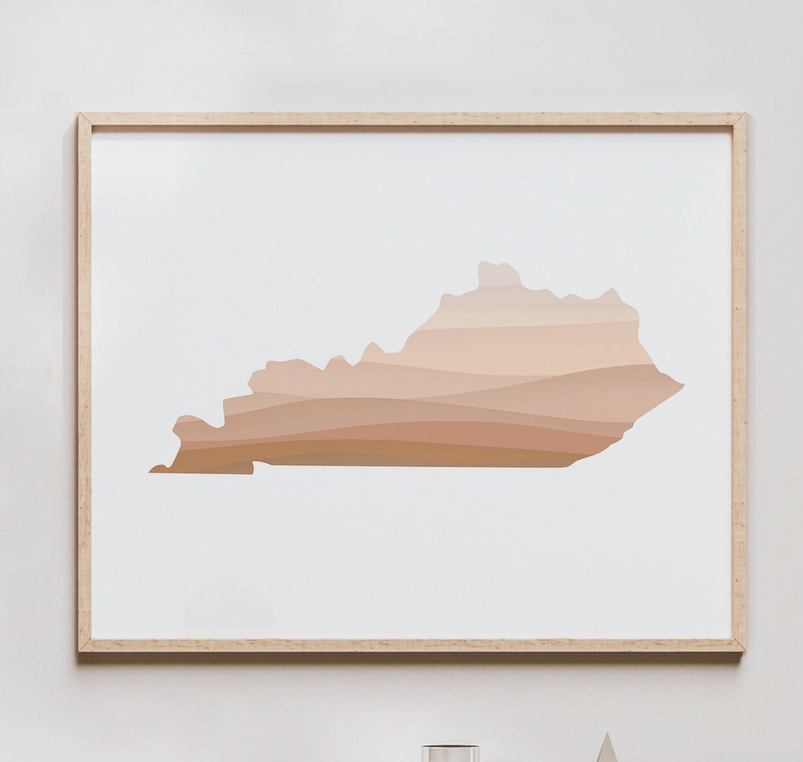 Kentucky State Silhouette Beige Boho Mid Century Modern Wall Art