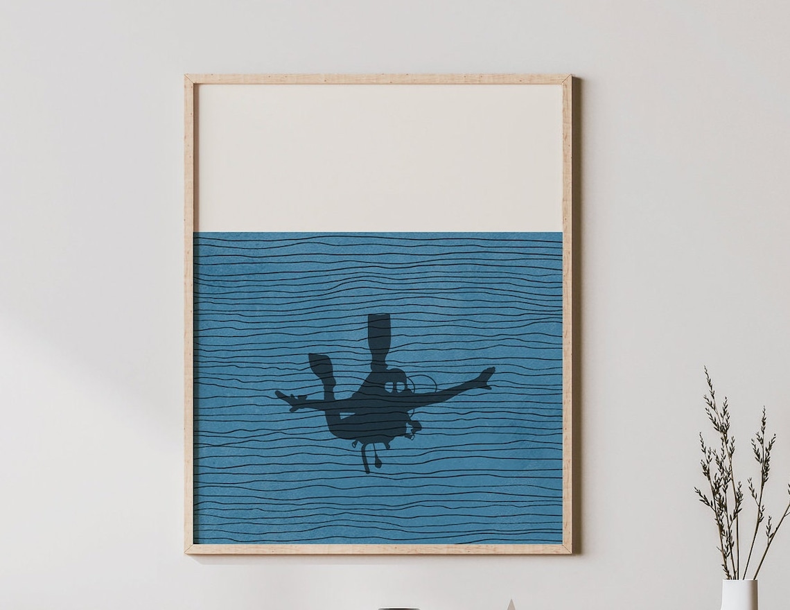 Boho Scuba Diver Minimalist Art Print