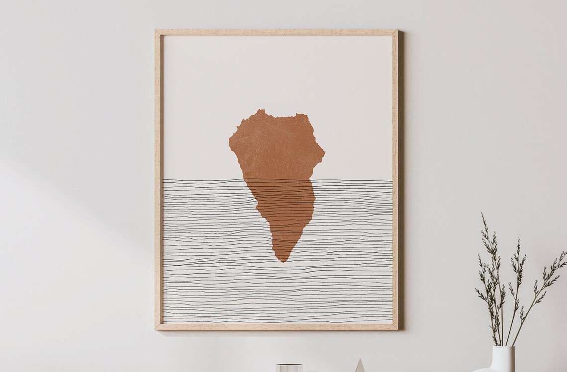 La Palma Island Silhouette Boho Terracotta Spain Travel Poster
