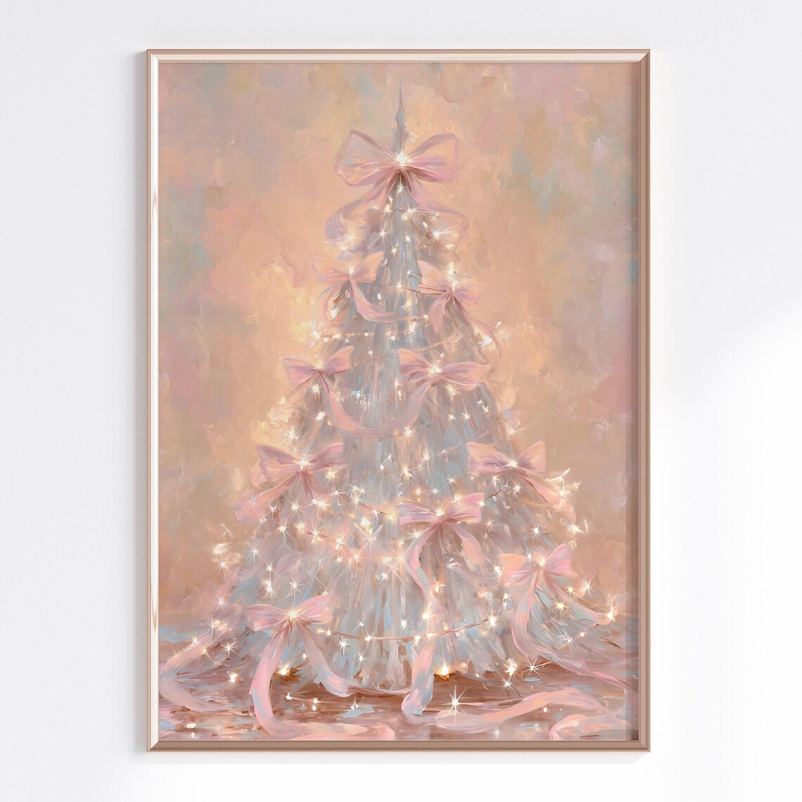 Whimsical Christmas Pink Tree Holiday Art Print