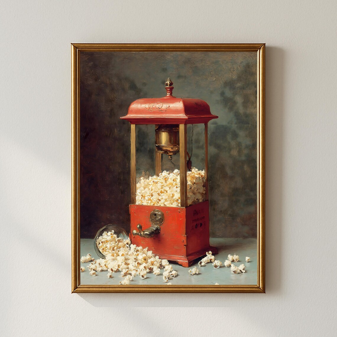 Vintage Red Popcorn Machine Retro Movie Snack Time Art Poster