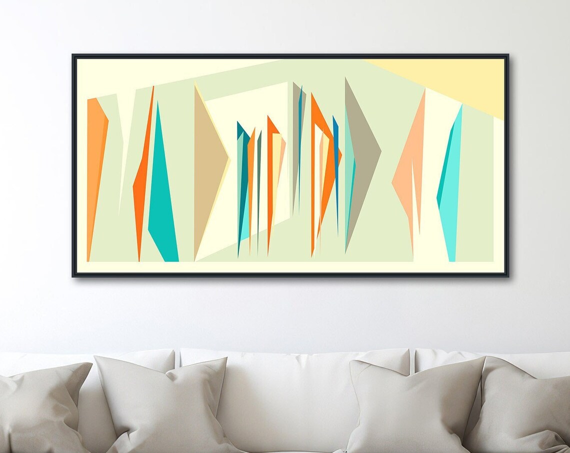 Mid Century Geometric Abstract Panoramic Art Print