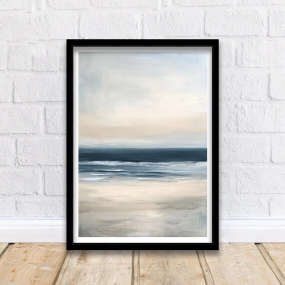 Misty Mountain Peaks Abstract Minimal Neutral Nature Art Poster