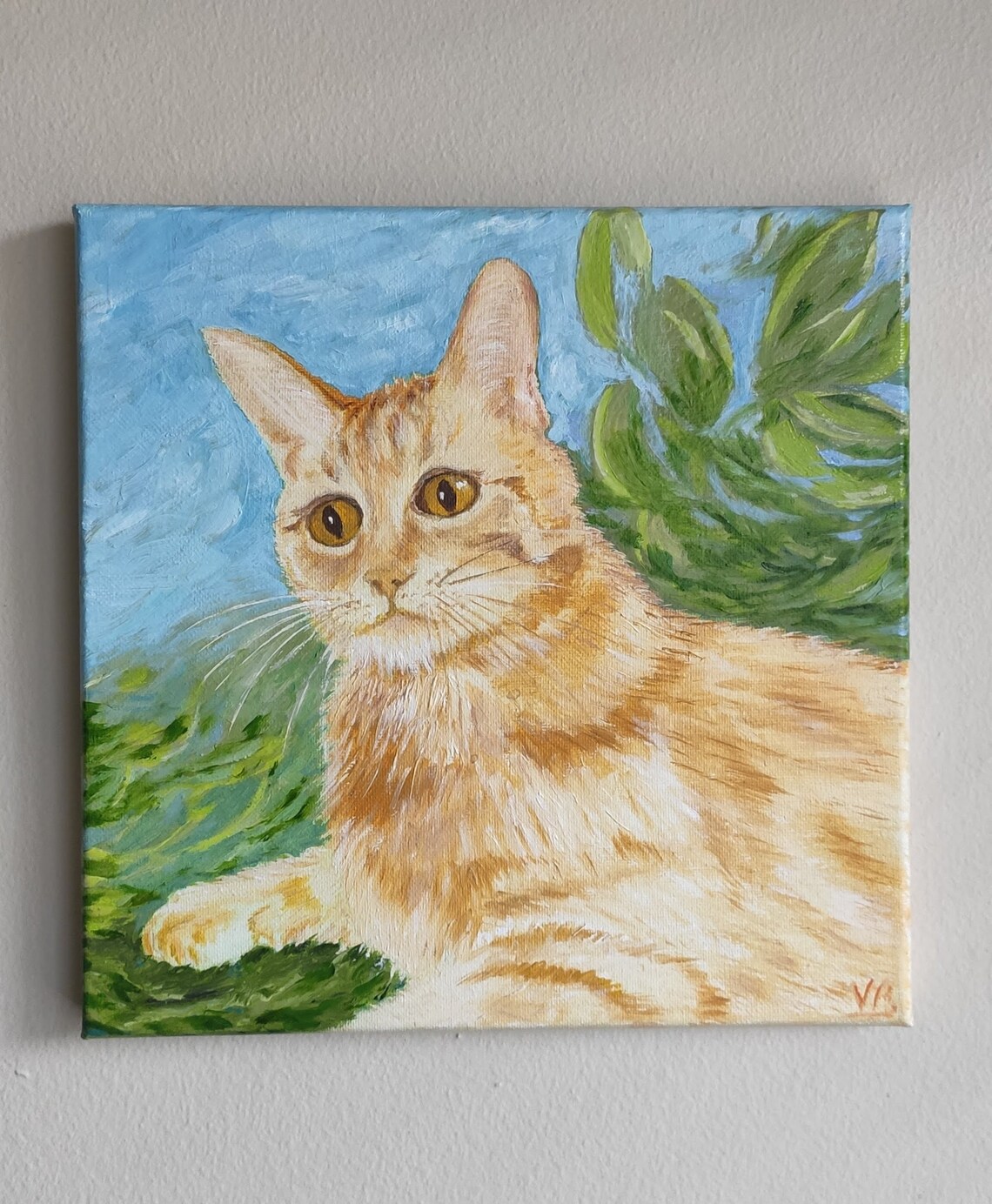 Ginger Tabby Cat Portrait Orange Kitten Oil Painting Animal Wall Art - Image 2