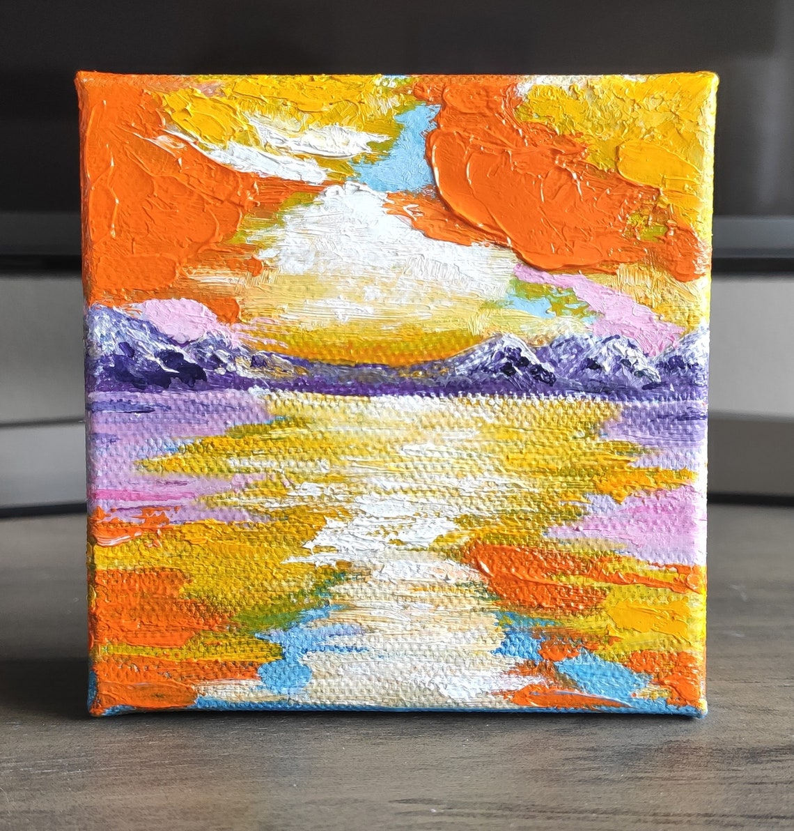 Colorful Sunrise Over Mountain Lake Golden Light Reflection Art Poster - Image 4
