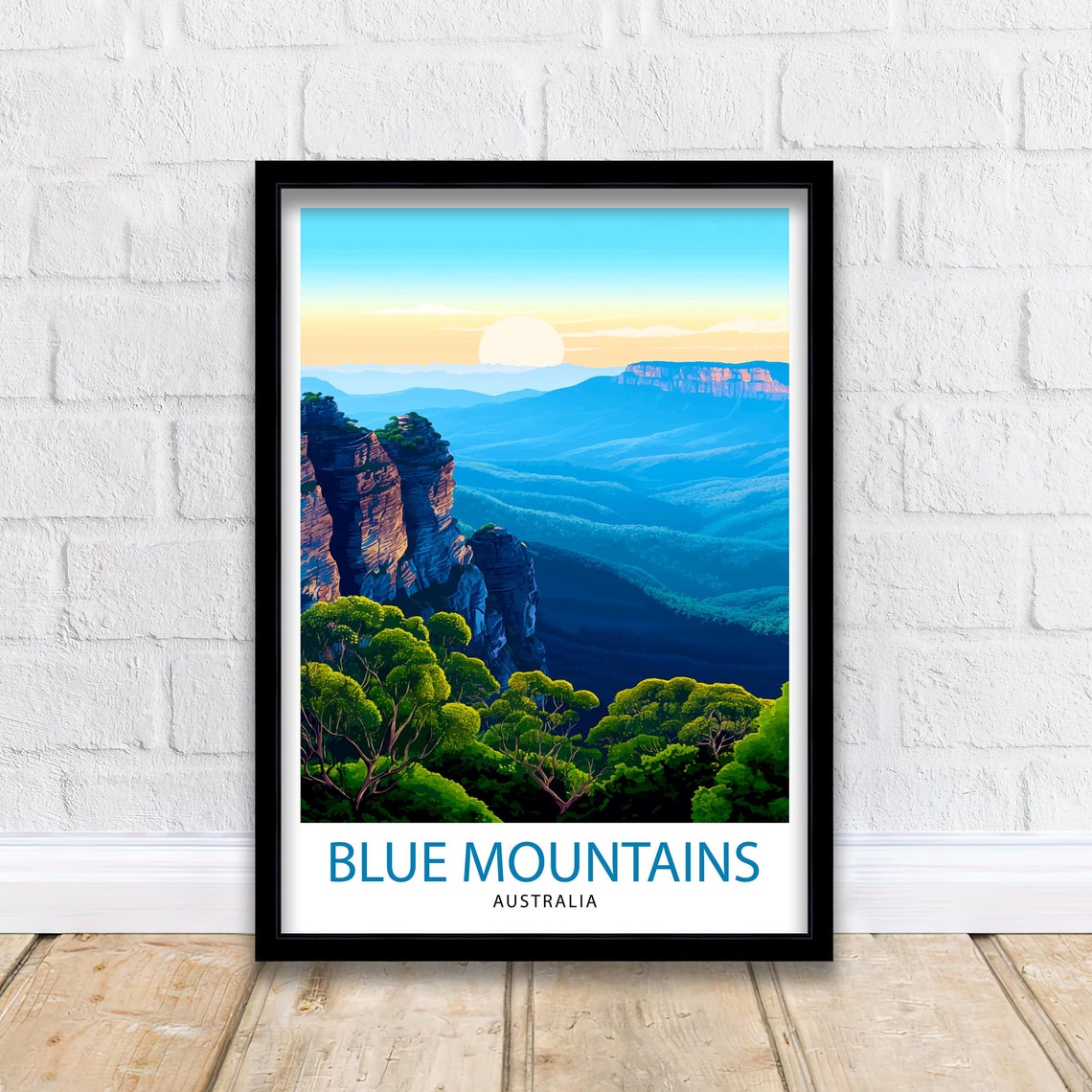Blue Mountains Australia Sunrise Sandstone Cliffs Valley Poster