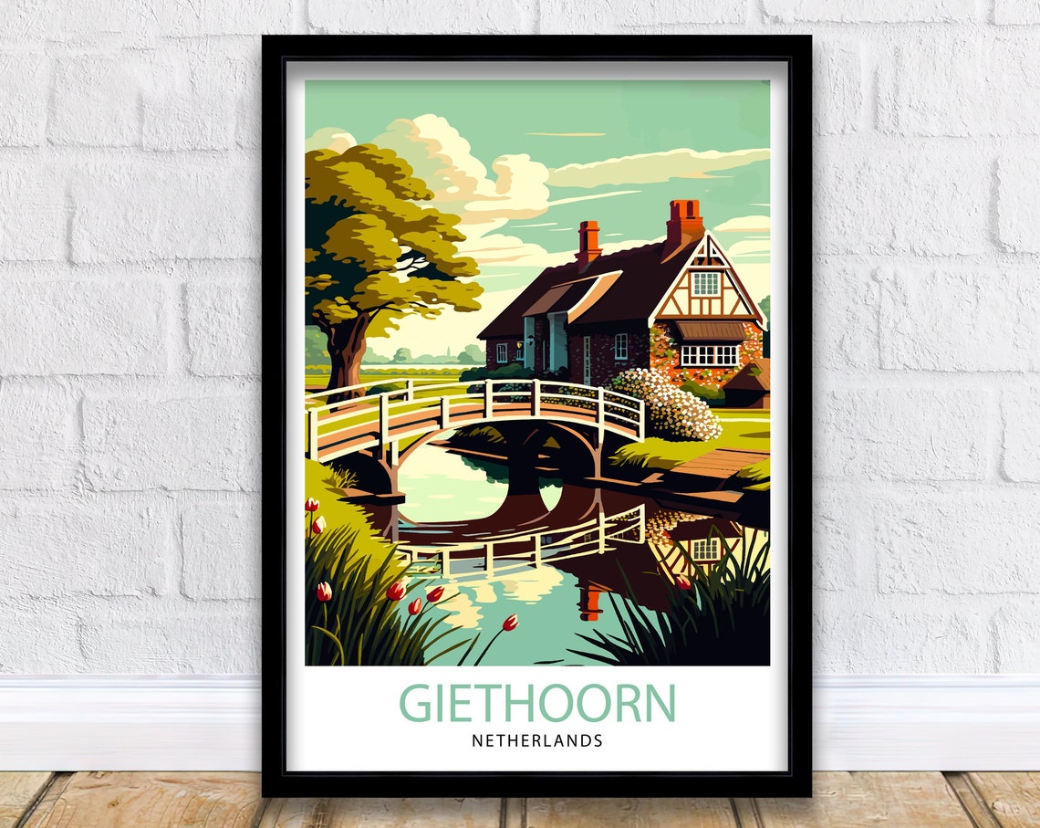 Giethoorn Netherlands Travel Print Giethoorn Wall Decor Giethoorn Poster Netherlands Travel Prints Giethoorn Art Print Giethoorn
