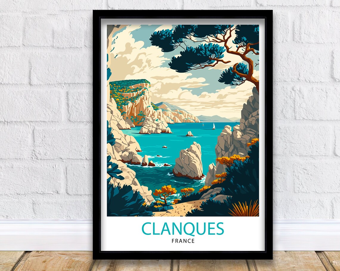 Calanques France White Limestone Cliffs Turquoise Sea Cove Poster