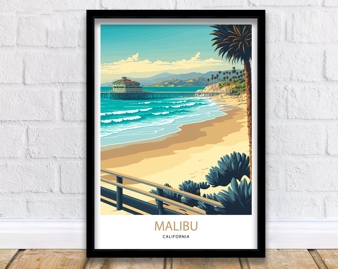 Malibu Travel Print Malibu Print Malibu Poster Malibu Art Print Malibu Wall Art Malibu Art Malibu Photo Wall Art Malibu