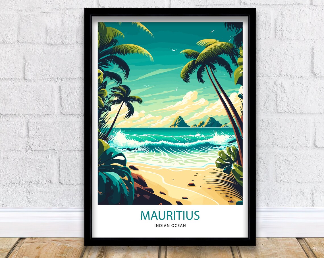 Mauritius Travel Poster, Island Destination Print