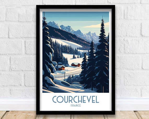 Courchevel Travel Print Courchevel Poster France Courchevel Print Courchevel France Skiing Ski Poster French Alps Travel Poster