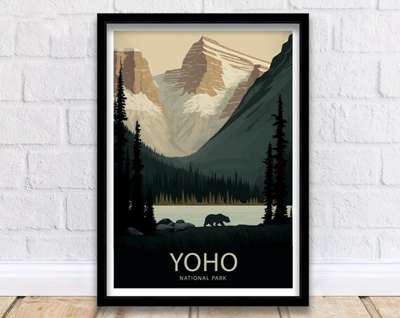 Yoho National Park Bear Mountain Lake Silhouette Scenic Poster