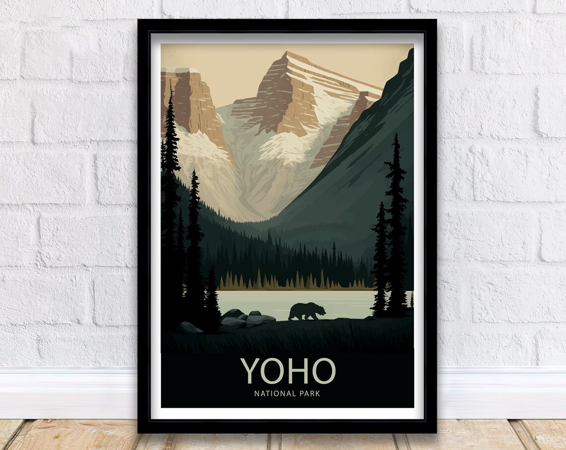 Yoho National Park Bear Mountain Lake Silhouette Scenic Poster