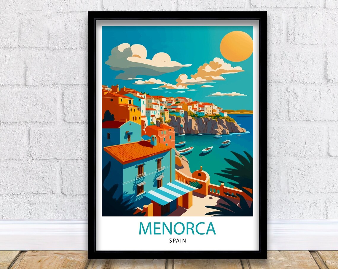 Menorca Spain Travel Poster, Europe Wall Art